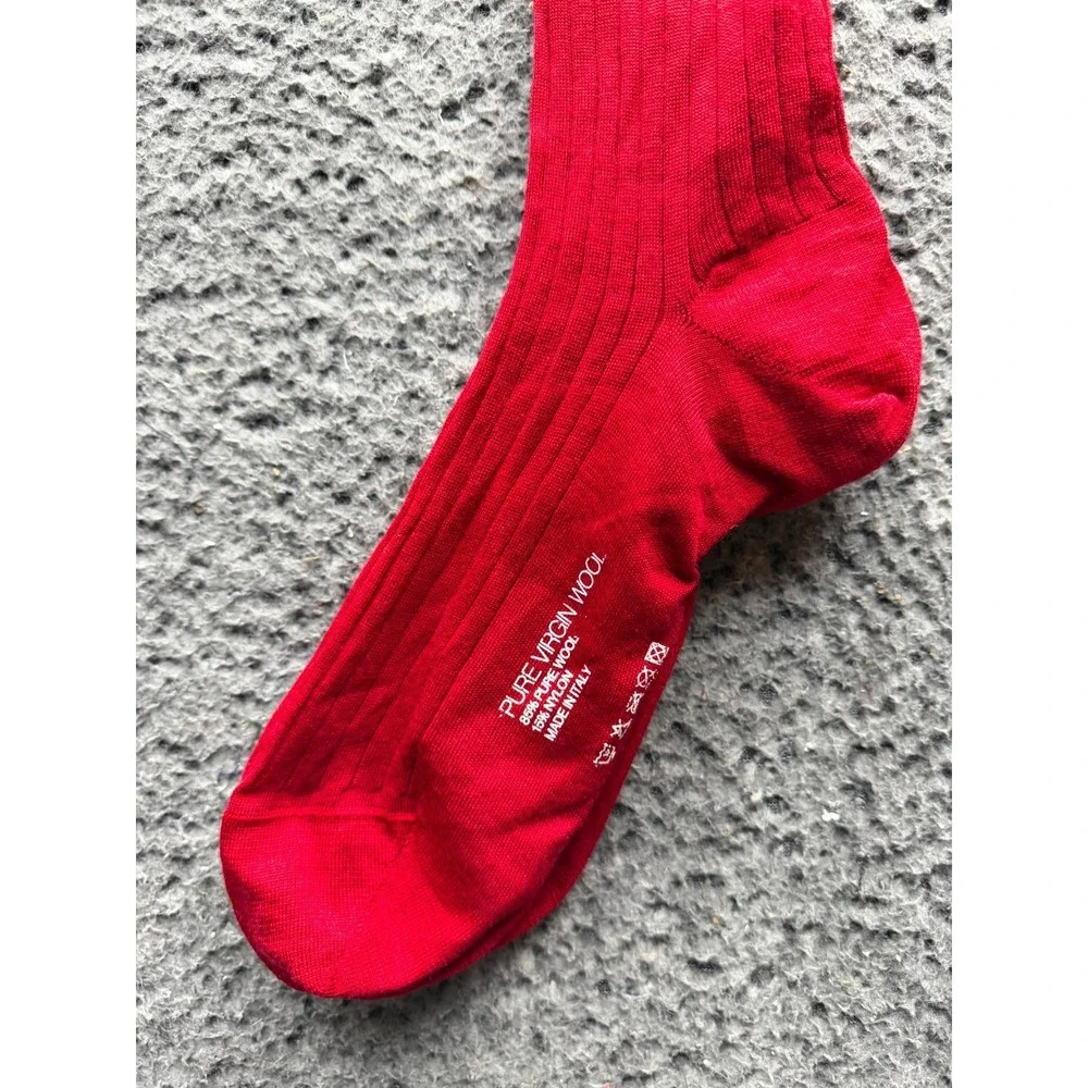 NWT Sozzi Calze Milano Pure Virgin Wool Knee High Socks Red One Size Unisex